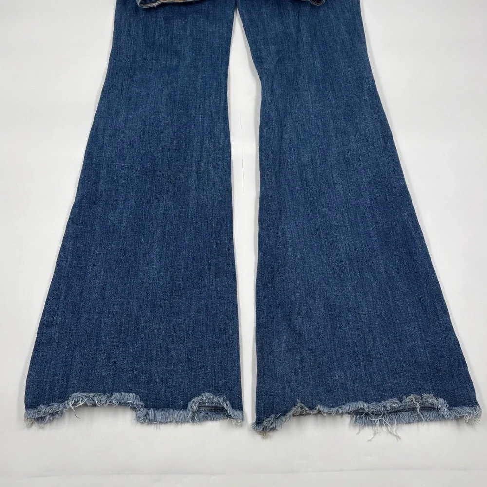 Judy Blue Women's 9/29 Flare‎ Medium Wash Distressed Button Fly High Rise Jeans